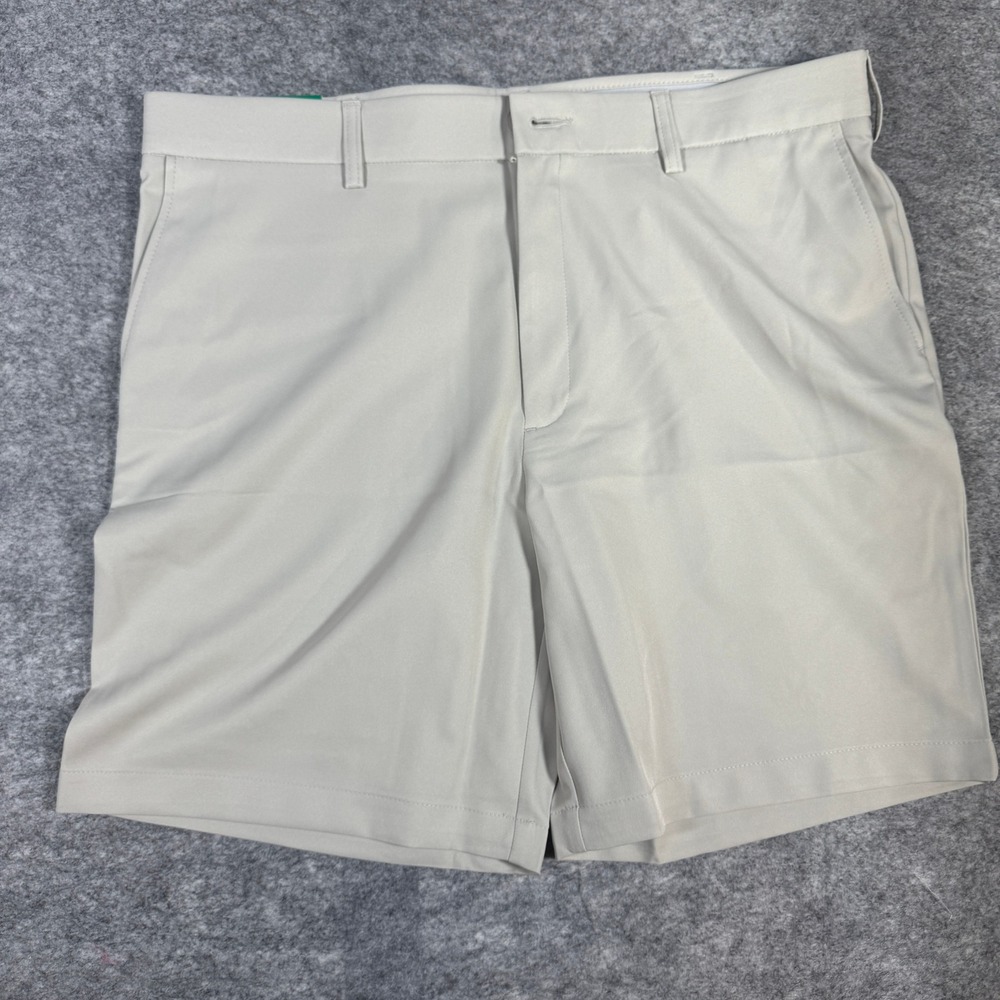 Haggar Mens Performance Shorts Khaki Tan Size 38 Stretch Moisture Wicking NWT